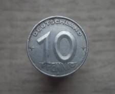 10 пфеннигов 1950 год А, редкость