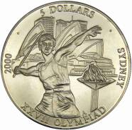 Огромные 5 долларов. 2000 г. Либерия. Олимпиада, Сидней