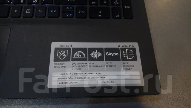 Acer Aspire E15. 15.6", 2����, ��� 4 ��, ���� 500���, WiFi: 1, Bluetooth: 1, ����������� �� 4��. ����