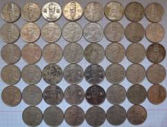 100 вон Корея В лоте 46 монет Обмен