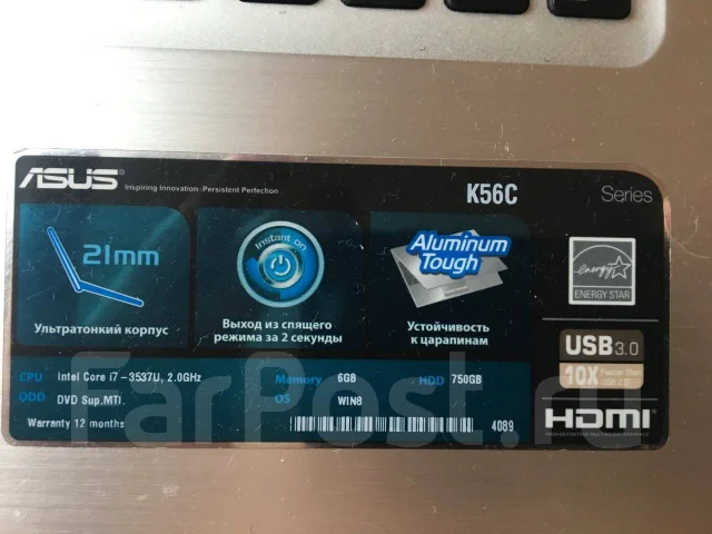 Asus K56C. 15", WiFi: 1, Bluetooth: 1 ����