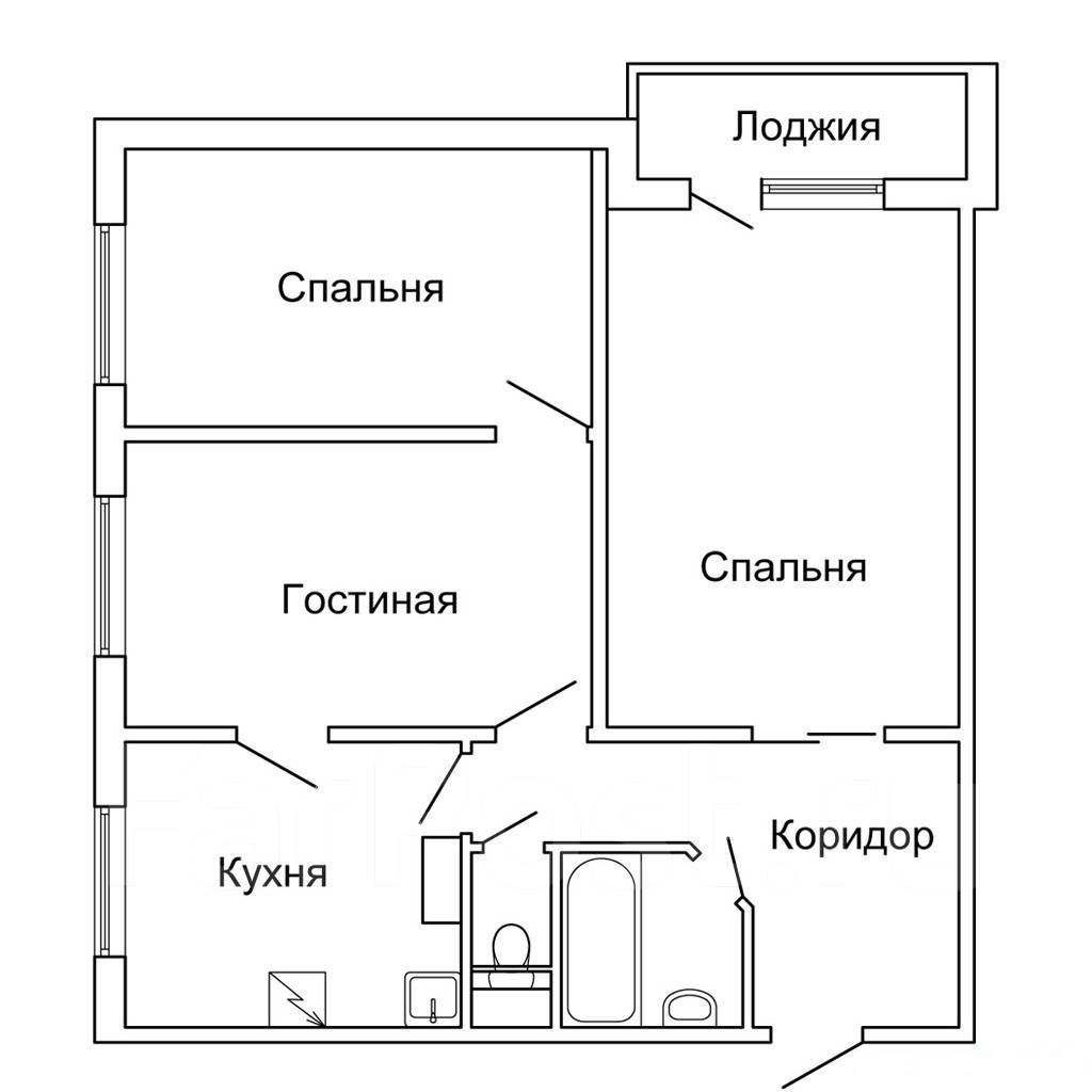 План с мебелью трехкомнатной квартиры