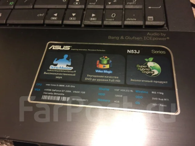 Asus N53Jn. 15.6", 2,5����, ��� 4 ��, WiFi: 1 ����