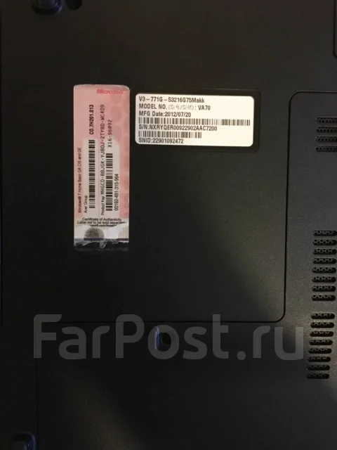 Acer Aspire V3-771G-53216G75Makk. 17.3", 2,5����, ��� 4 ��, ���� 750���, WiFi: 1, Bluetooth: 1, ����������� �� 3��. ����