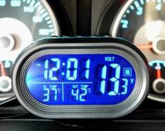 Термометр автомобильный внутренний (часы,вольтметр) 12V VST7009V