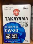 Takayama. Вязкость 0W-20, синтетическое