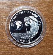 Острова Кука 5 долларов 1991 First Man on the Moon. Космос. Флаг
