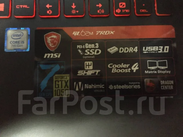 MSI GP72 7RDX Leopard. 15.6", 2,7����, ��� 4 ��, ���� 1 000���, WiFi: 1, Bluetooth: 1, ����������� �� 6��. ����