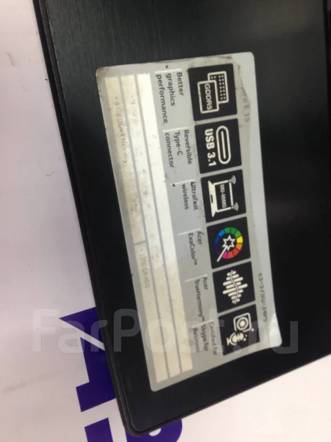 Acer Aspire E15. 15", 3����, ��� 6 ��, ���� 1 000���, WiFi: 1, Bluetooth: 1, ����������� �� 4��. ����