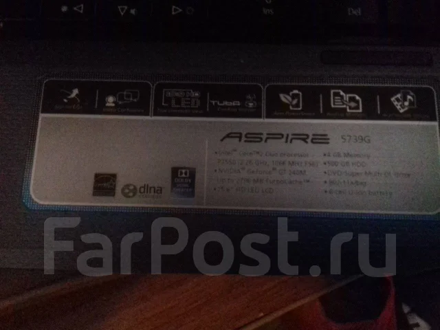 Acer Aspire 5739G. 226����, ��� 4 ��, ���� 286���, WiFi: 1, Bluetooth: 1, ����������� �� 2��. ����