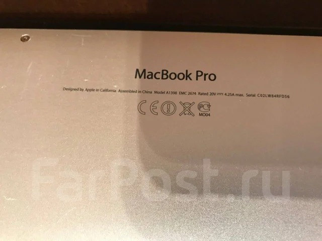 Apple MacBook Pro 15 2013 Late. 15.4", 2����, ��� 8 ��, ���� 256���, WiFi: 1, Bluetooth: 1, ����������� �� 5��. ����