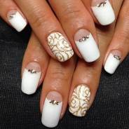 Свадебный маникюр shellac + дизайн, стразы. ДОСЫ. Южнопортовая.