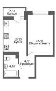 1-комнатная, улица Евгении Жигуленко 11/1. Ростовское шоссе, частное лицо, 36 кв. м.