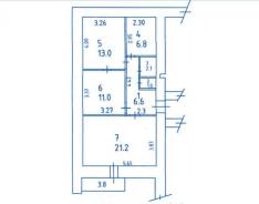3-комнатная, проспект Октябрьский 32. Центральный, агентство, 62 кв. м. План квартиры