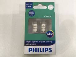Лампа светодиодная W5W 12V-LED 1,0W (W2,1X9,5D) 6000K PHILIPS 127916000kx2