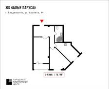 2-комнатная, улица Крыгина 105 стр. 2. Эгершельд, агентство, 77 кв. м. План квартиры