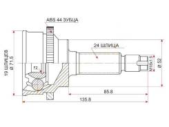 ШРУС наружн. (+АБС, 19*52*24) MAZDA Demio DW#W B3, B5 (MAZ-14A44, PANDAparts)