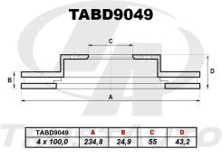 Диск тормозной. Toyota Probox, NCP50, NCP50V, NCP51, NCP51V, NCP52, NCP52V, NCP55, NCP55V, NCP58, NCP58G, NCP59, NCP59G, NLP51, NLP51V