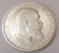 5 марок 1904г. Вюртемберг, серебро, отличные.
