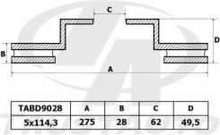 Диск тормозной. Toyota Camry Gracia, MCV21, MCV21W, MCV25, MCV25W, SXV25, SXV25W Toyota Gaia, SXM15
