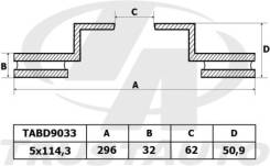 Диск тормозной. Toyota Altezza, GXE10, GXE10W, GXE15, GXE15W, JCE10, JCE10W, JCE15, JCE15W Toyota Chaser, JZX100, JZX90