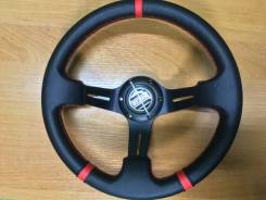 Руль Sparco черная кожа/красная нить