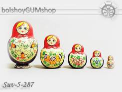 Матрешка российская/ 5 кукол, 67*100мм "НАРЦИССЫ"/ Артикул: suv-5-287