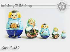 Матрешка российская/ 5 кукол, 67*100мм "ГАРМОНИСТ"/ Артикул: suv-5-489