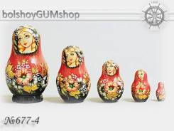 Матрешка российская/ 5 кукол, 72*115мм "ЖОСТОВО" /Артикул: suv-5-677-4