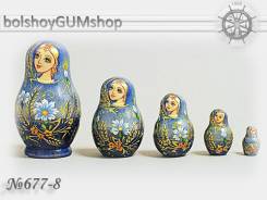 Матрешка российская/ 5 кукол, 72*115мм "ЖОСТОВО" /Артикул: suv-5-677-8