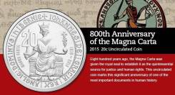 Австралия 20 центов 2015 Magna Carta. Unc. Карточка (вариант 2)