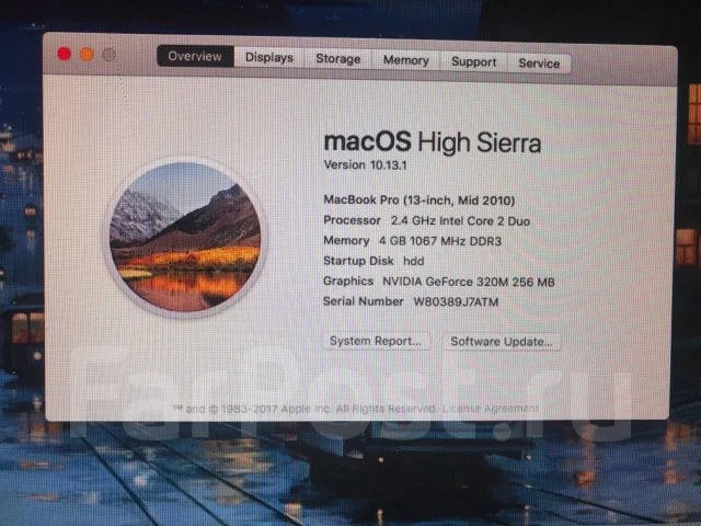 Apple MacBook Pro 13 2010 Mid. 13", 2,4����, ��� 4 ��, ���� 750���, WiFi: 1, Bluetooth: 1, ����������� �� 8��. ����