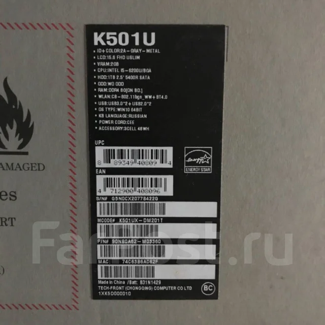 Asus K501UX. ��� 8 ��, WiFi: 1, Bluetooth: 1 ����