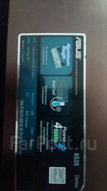 Asus K53S. 15.6", 2 200����, ��� 4 ��, ���� 500���, WiFi: 1, Bluetooth: 1, ����������� �� 3��. ����