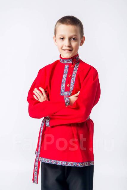 Детская косоворотка для мальчика атласная красная на возраст 1-6 лет