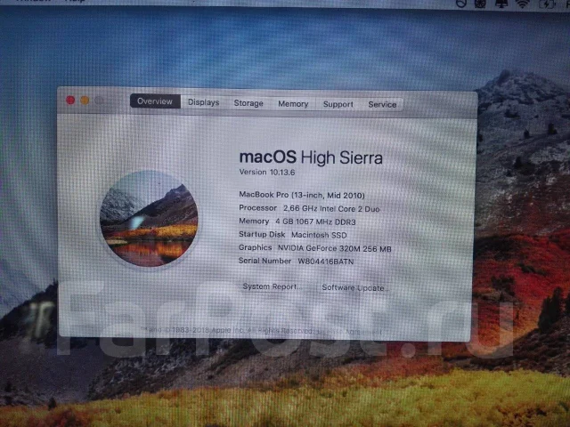 Apple MacBook Pro 13 2010 Mid MC375. 13.3", 2,7����, ��� 4 ��, ���� 320���, WiFi: 1, Bluetooth: 1, ����������� �� 4��. ����