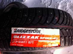 Bridgestone Blizzak Spike-01. Зимние, шипованные, 2015 год, без износа, 4 шт