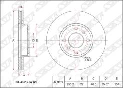 Диск тормозной. Toyota: Vios, Prius C, Vitz, iQ, Corolla Axio, Porte, Passo Sette, Probox, EQ EV, Yaris, Spade, Corolla Fielder, Succeed, Belta, Aqua...