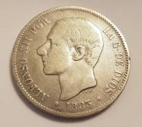 Испания 5 песет 1883 г. серебро VF