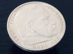 5 рейхсмарок. Третий Рейх. 1937 F (Штутгарт). Орёл над венком. Серебро