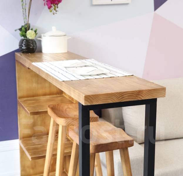 Барная стойка \"Лофт с полками\" из массива дерева - Мебель во Владивостоке