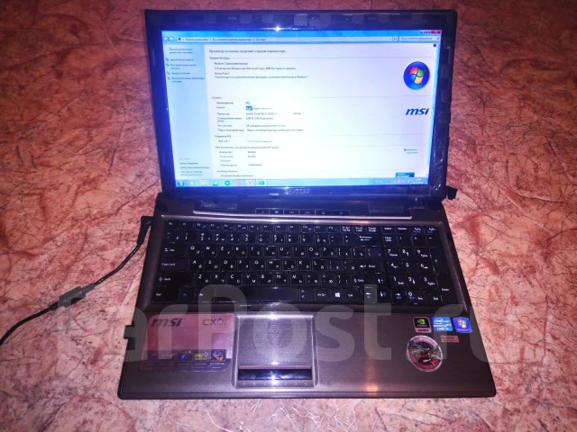 MSI CX61. 15.6", 2,6����, ��� 8 ��, ���� 750���, WiFi: 1, ����������� �� 1��. ����
