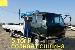 Nissan Diesel. 6,9л, борт 5 тонн + кран, 6 900 куб. см., 4x2