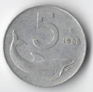 5 лир 1955г. Италия