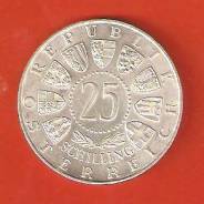 25 шиллинг 1956 г. Австрия. Серебро, 13 гр. Штемпельный блеск.
