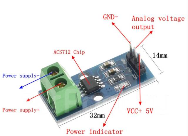 Датчик тока acs712 схема подключения