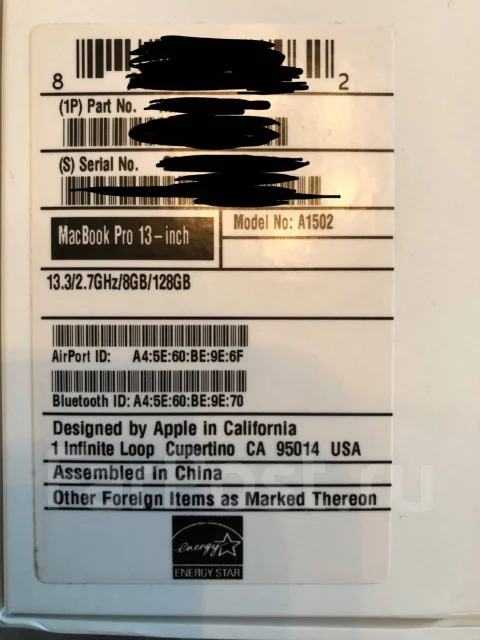 Apple MacBook Pro 13 2015 Early. 13.3", 2,7����, ��� 8 ��, ���� 128���, WiFi: 1, Bluetooth: 1, ����������� �� 10��. ����
