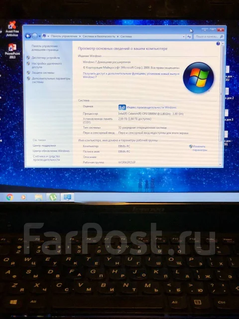 Lenovo G580. 15.6", 2,4����, ��� 2048 ��, ���� 500���, WiFi: 1, Bluetooth: 1 ����