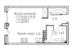 1-комнатная, улица Садгородская 23. Садгород, агентство, 35 кв. м. План квартиры