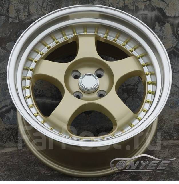 Диски WORK Meister S1 R17 4х100 J9 ET20 золотые с полированной полкой ...